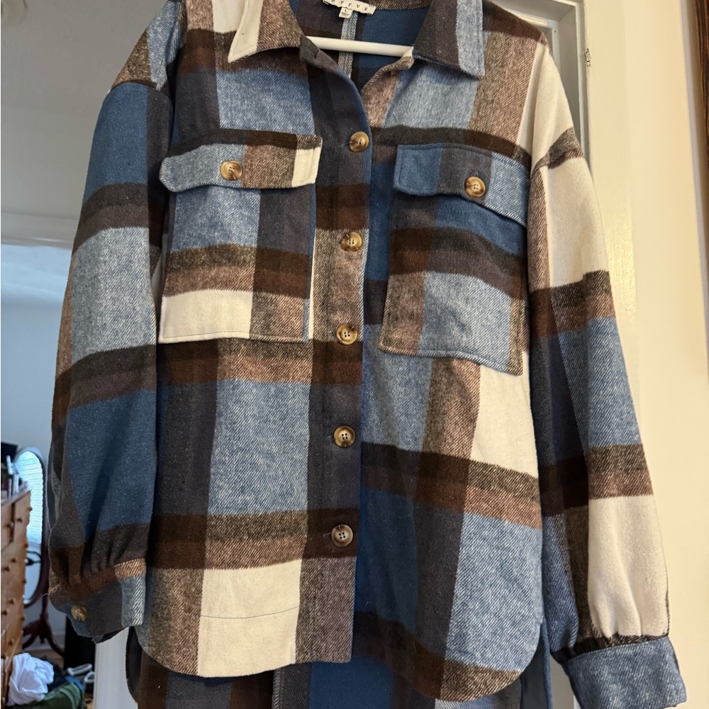 HYFVE Blue and Brown Button Down Shirt